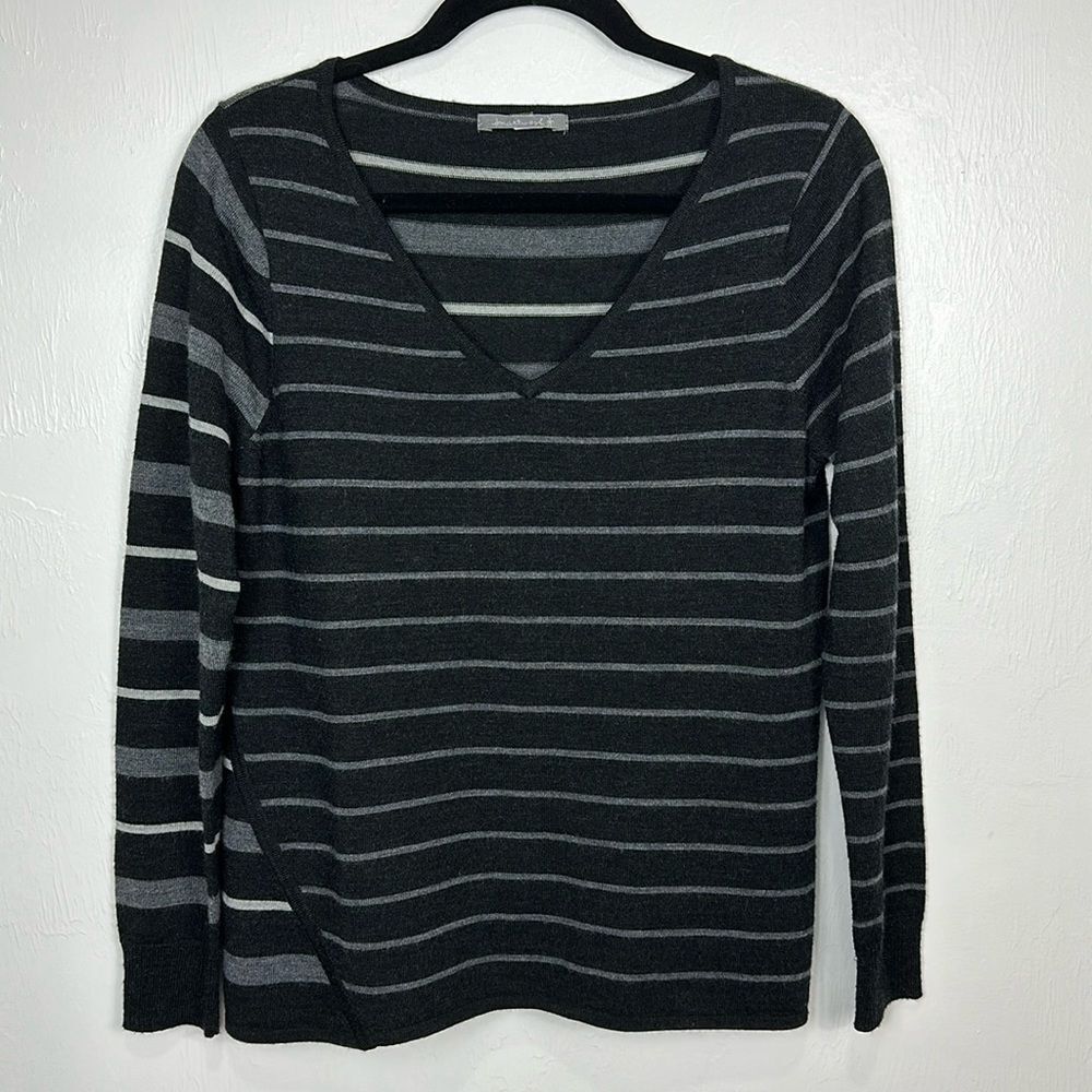 Smartwool Fitted Striped V-neck Pullover Sweater Size M
